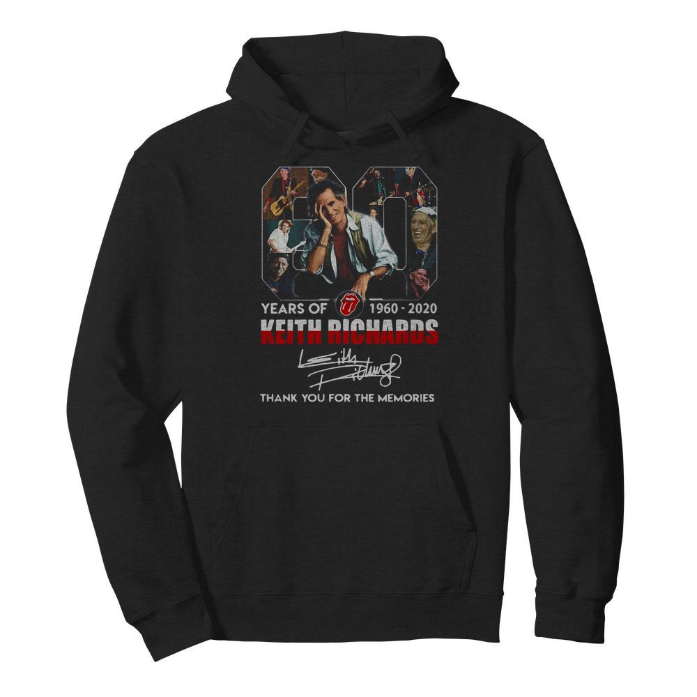 80 Years Of 1960 2020 The Rolling Stones Keith Richard Thank You For The Memories Signatures  Unisex Hoodie