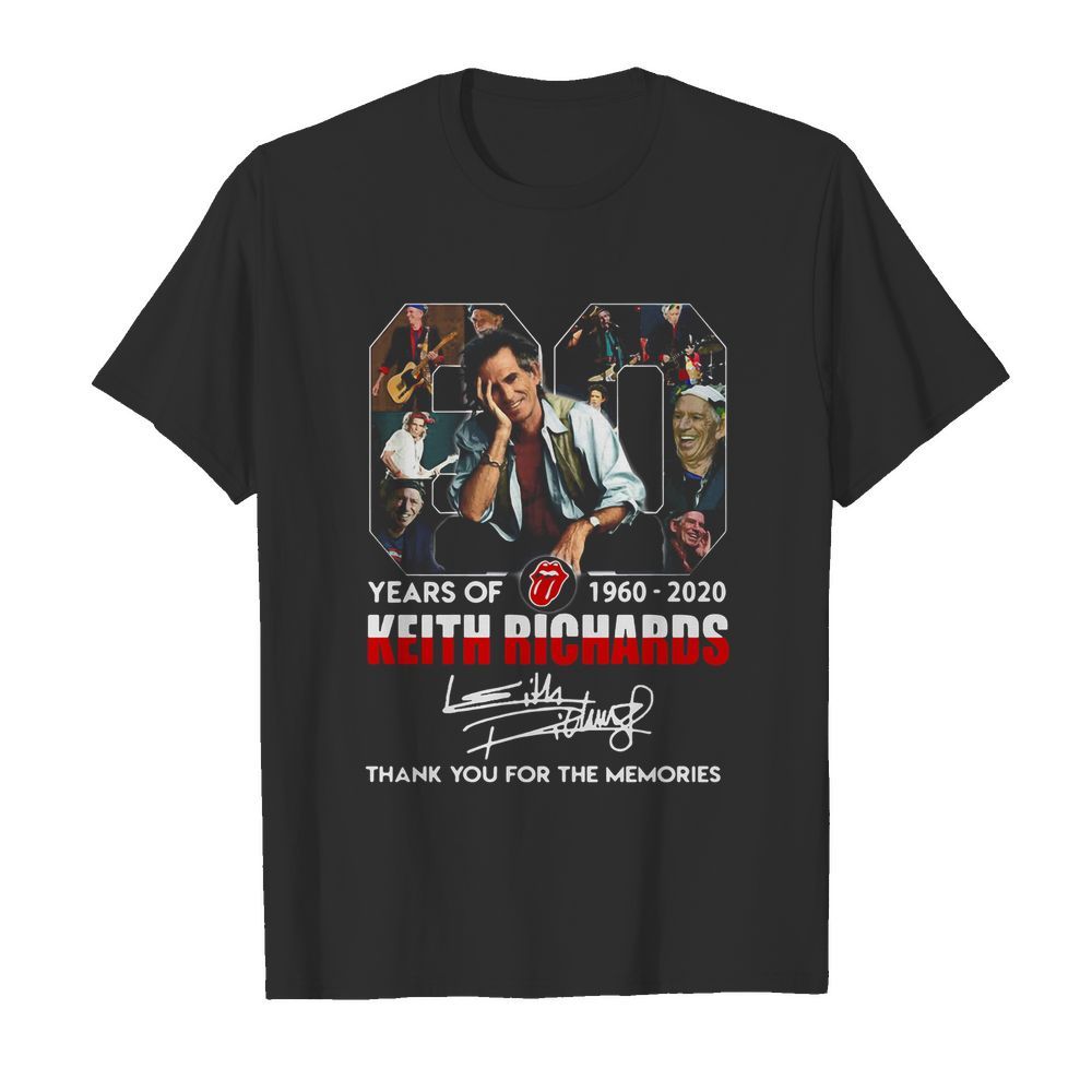 80 Years Of 1960 2020 The Rolling Stones Keith Richard Thank You For The Memories Signatures  Classic Men's T-shirt