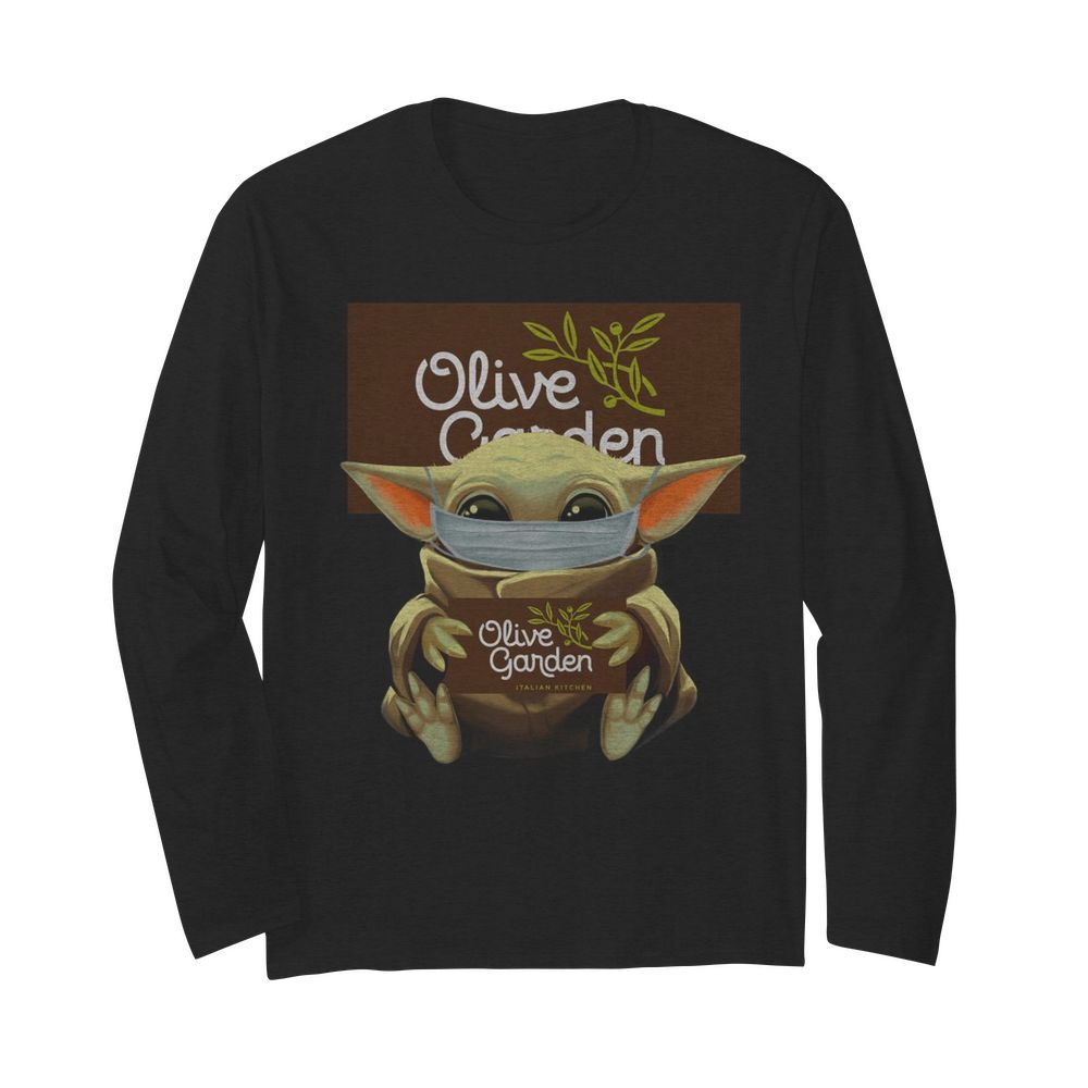 Baby Yoda Mask Hug Olive Garden  Long Sleeved T-shirt 