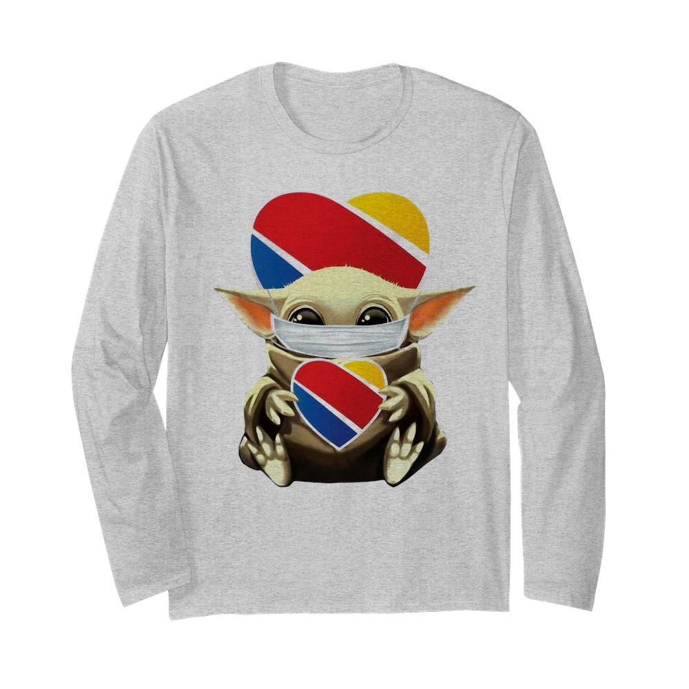 Baby Yoda Mask Hug Southwest Airlines  Long Sleeved T-shirt 