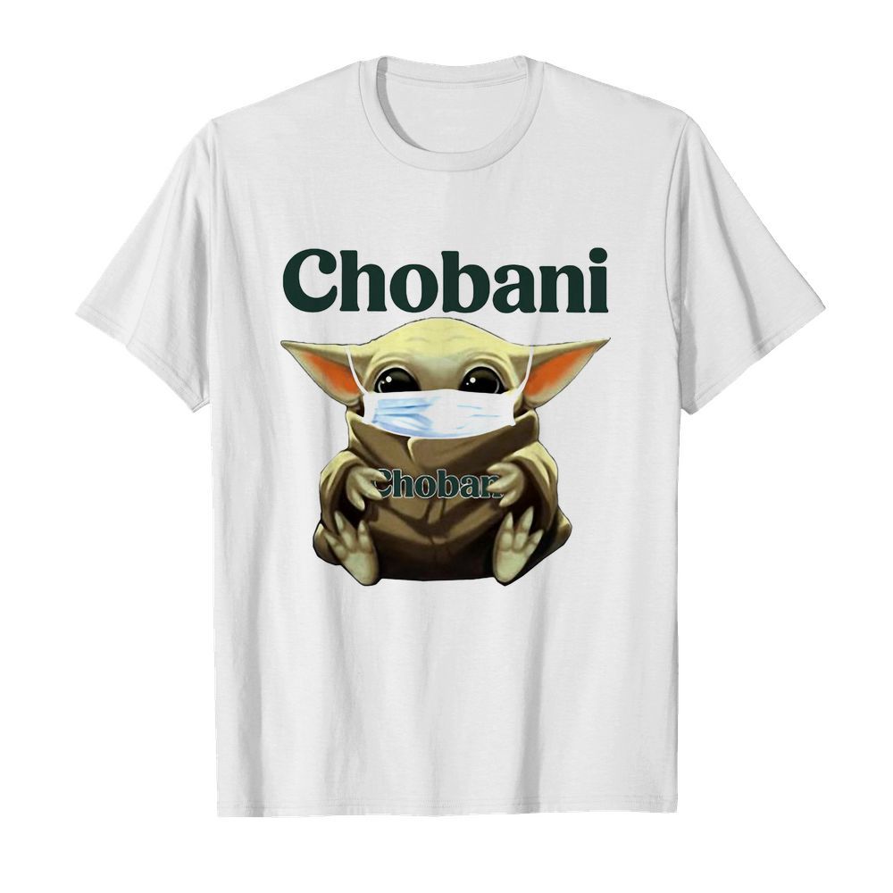 Baby Yoda face mask hug Chobani shirt