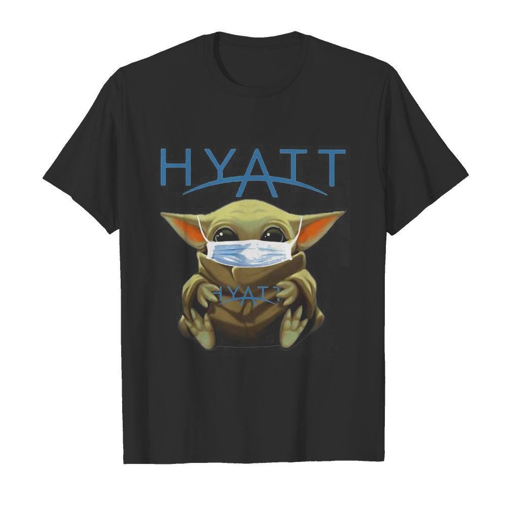 Baby Yoda mask hug Hyatt shirt