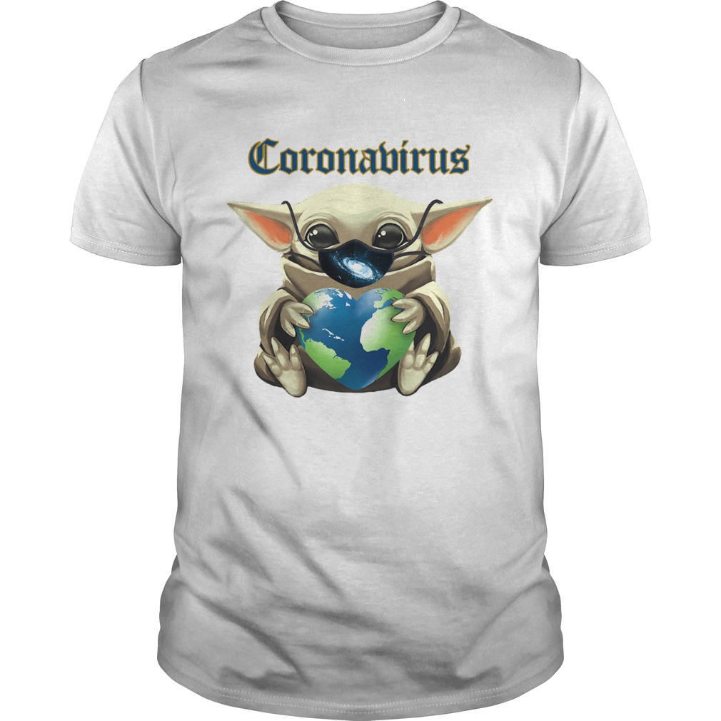 Baby yoda mask heart earth coronavirus shirt