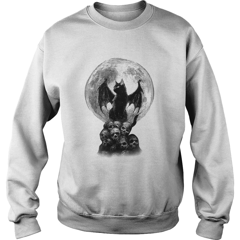 Bat And Black Cat Moon Skull Ew People  Sweatshirt