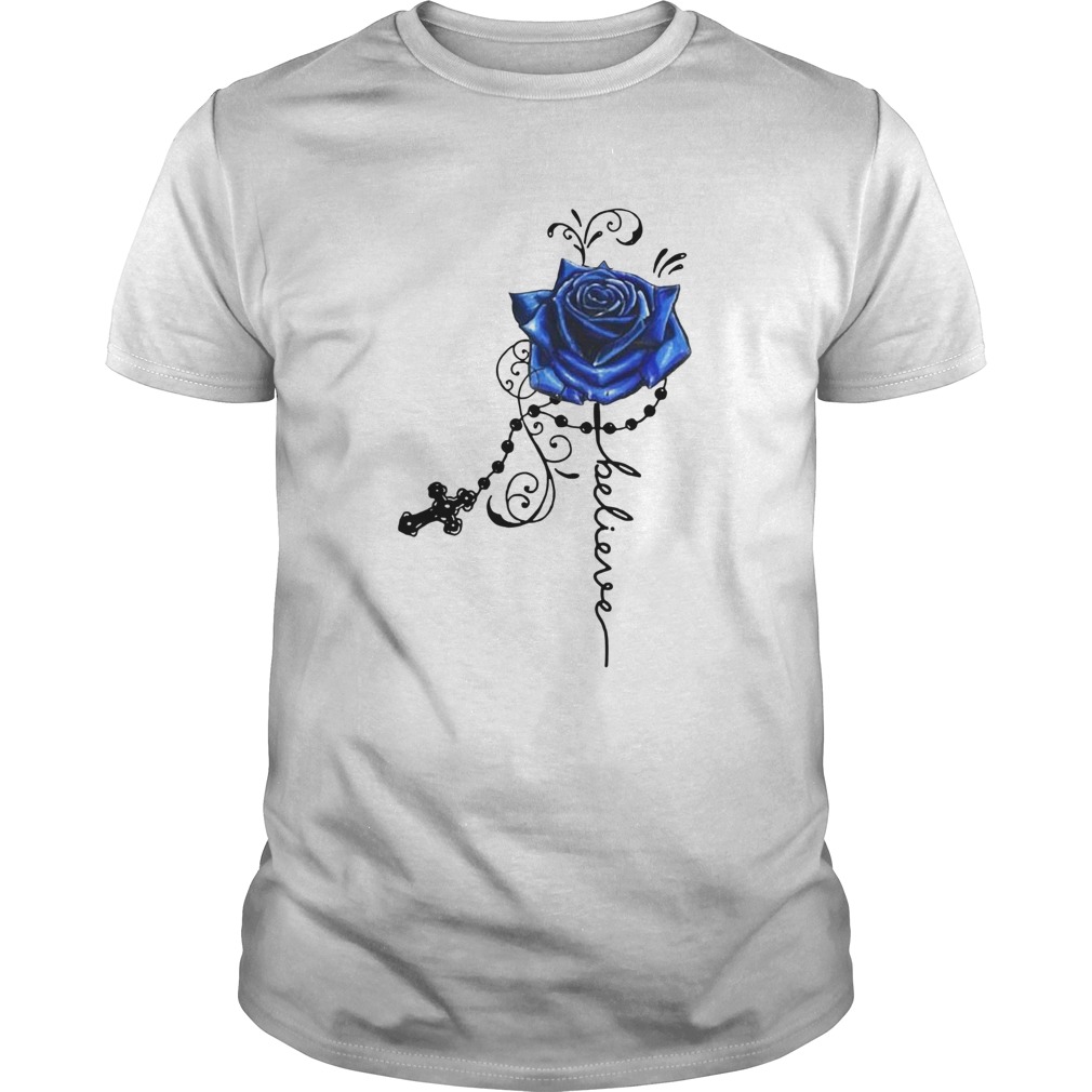 Believe Blue Rose Hippie Cross shirt