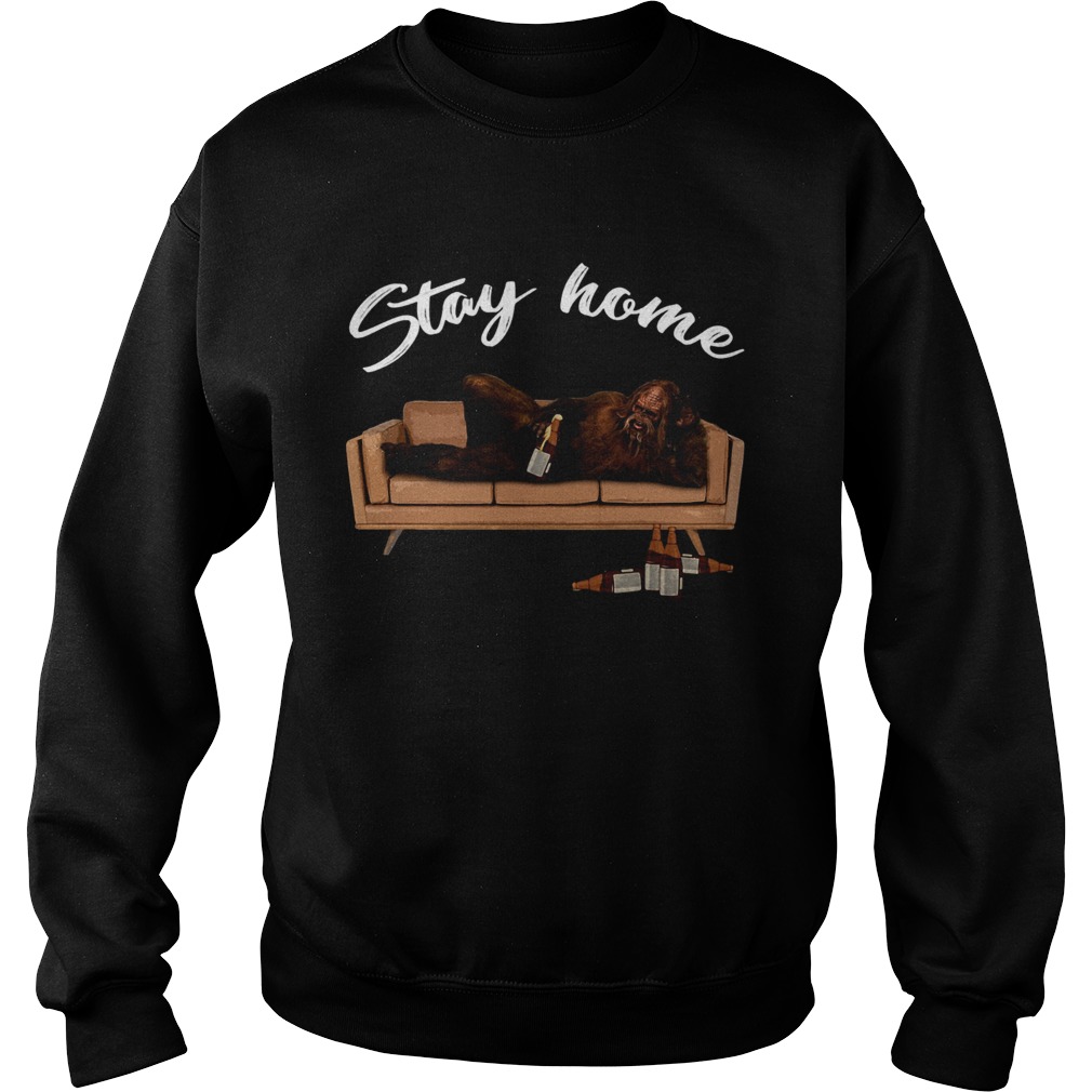 Bigfoot drinking beer on sofa stay home  Sweatshirt