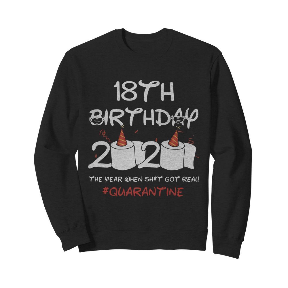 Born In 2002 Birthday Gift 18th Birthday 2020 The Year When Shit Got Real Quarantined  Unisex Sweatshirt