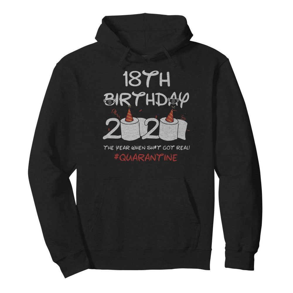 Born In 2002 Birthday Gift 18th Birthday 2020 The Year When Shit Got Real Quarantined  Unisex Hoodie