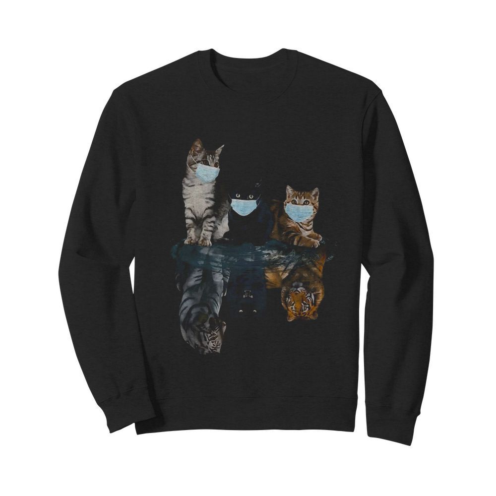 Cats Face Mask Water Reflection Tigers  Unisex Sweatshirt