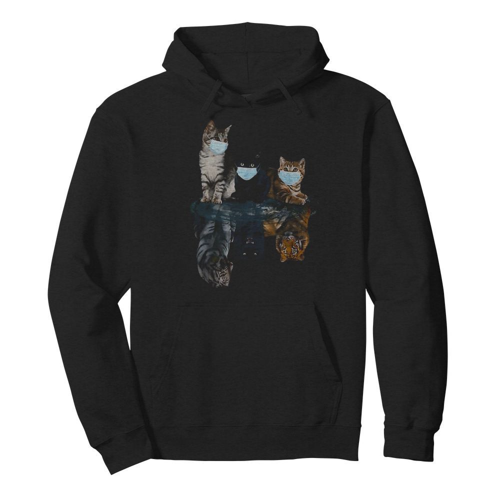 Cats Face Mask Water Reflection Tigers  Unisex Hoodie