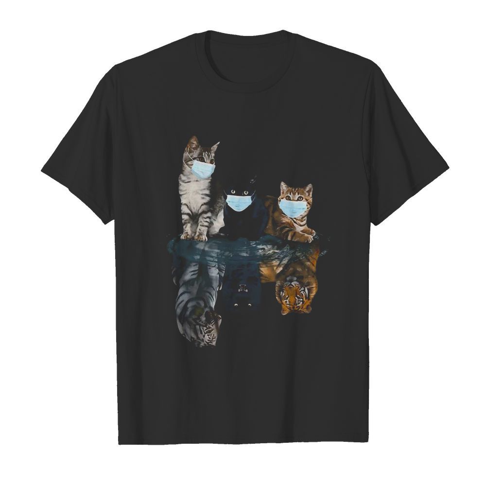 Cats Face Mask Water Reflection Tigers  Classic Men's T-shirt