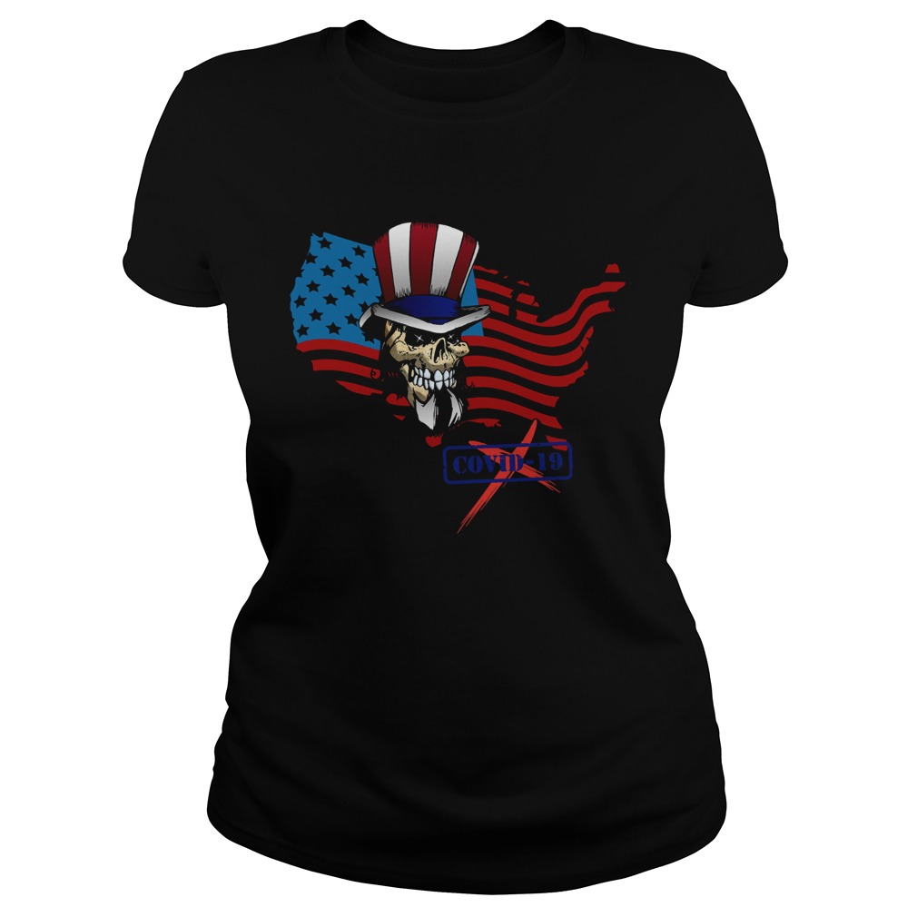 Flag American Skull Stop Covid19  Classic Ladies