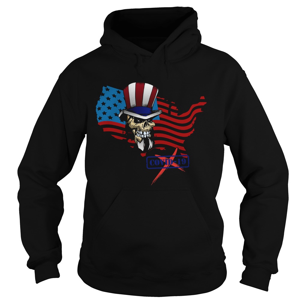 Flag American Skull Stop Covid19  Hoodie