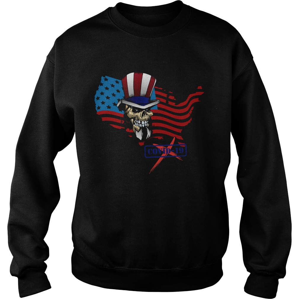 Flag American Skull Stop Covid19  Sweatshirt