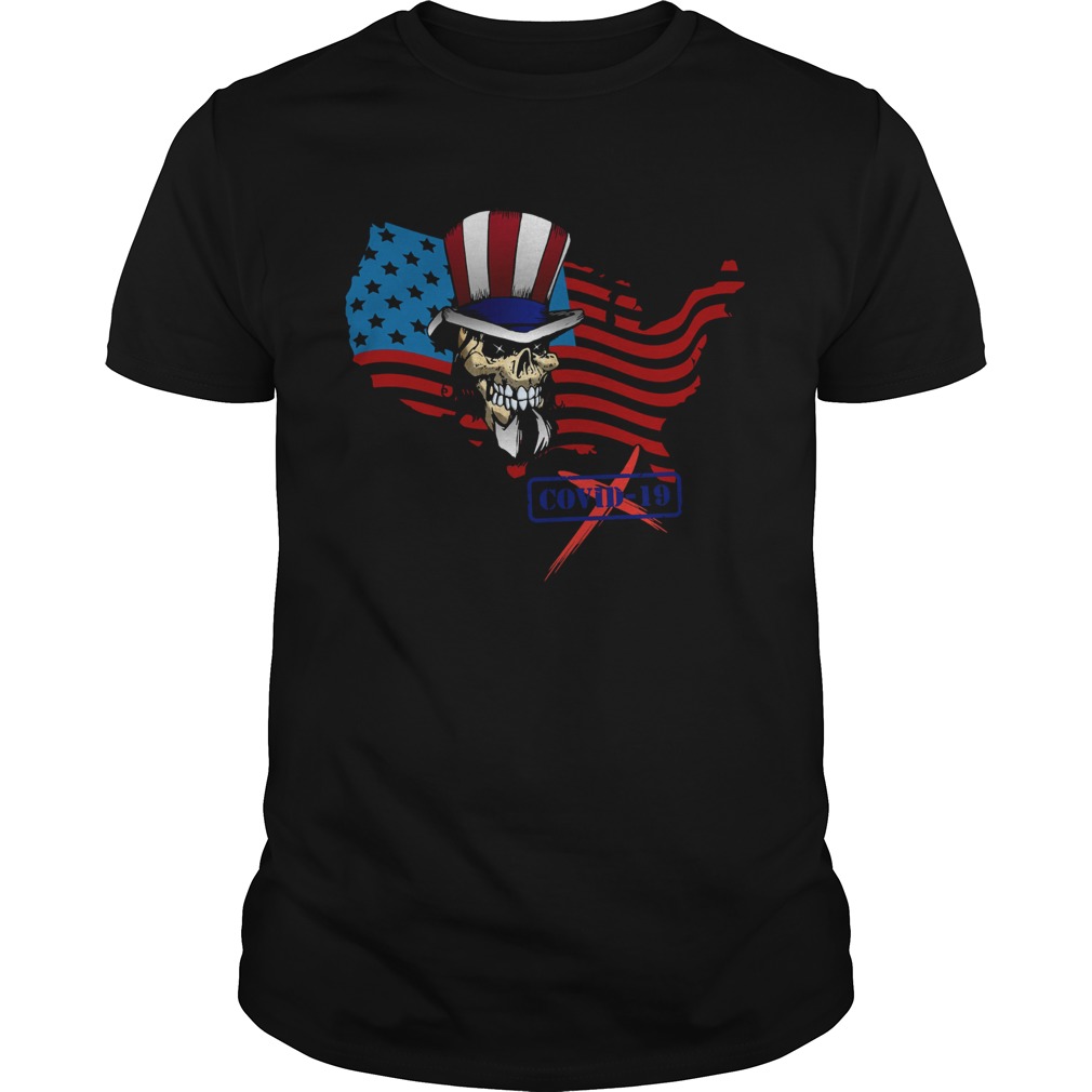 Flag American Skull Stop Covid19  Unisex