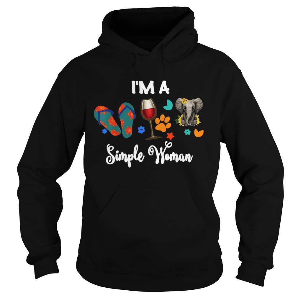 Flip Flops Wine Elephant Im A Simple Woman  Hoodie