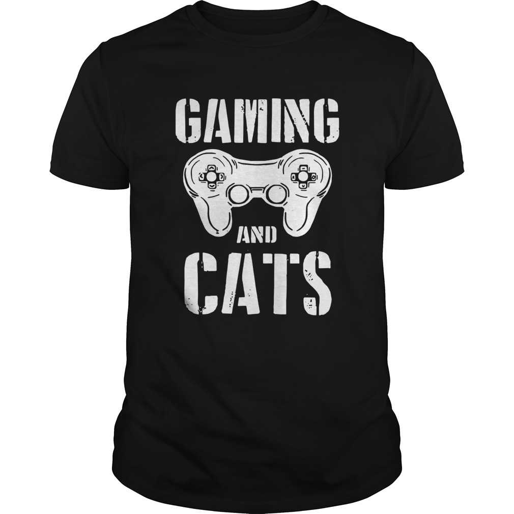 Gaming And Cats Game Control Vintage Video Game Player shirt