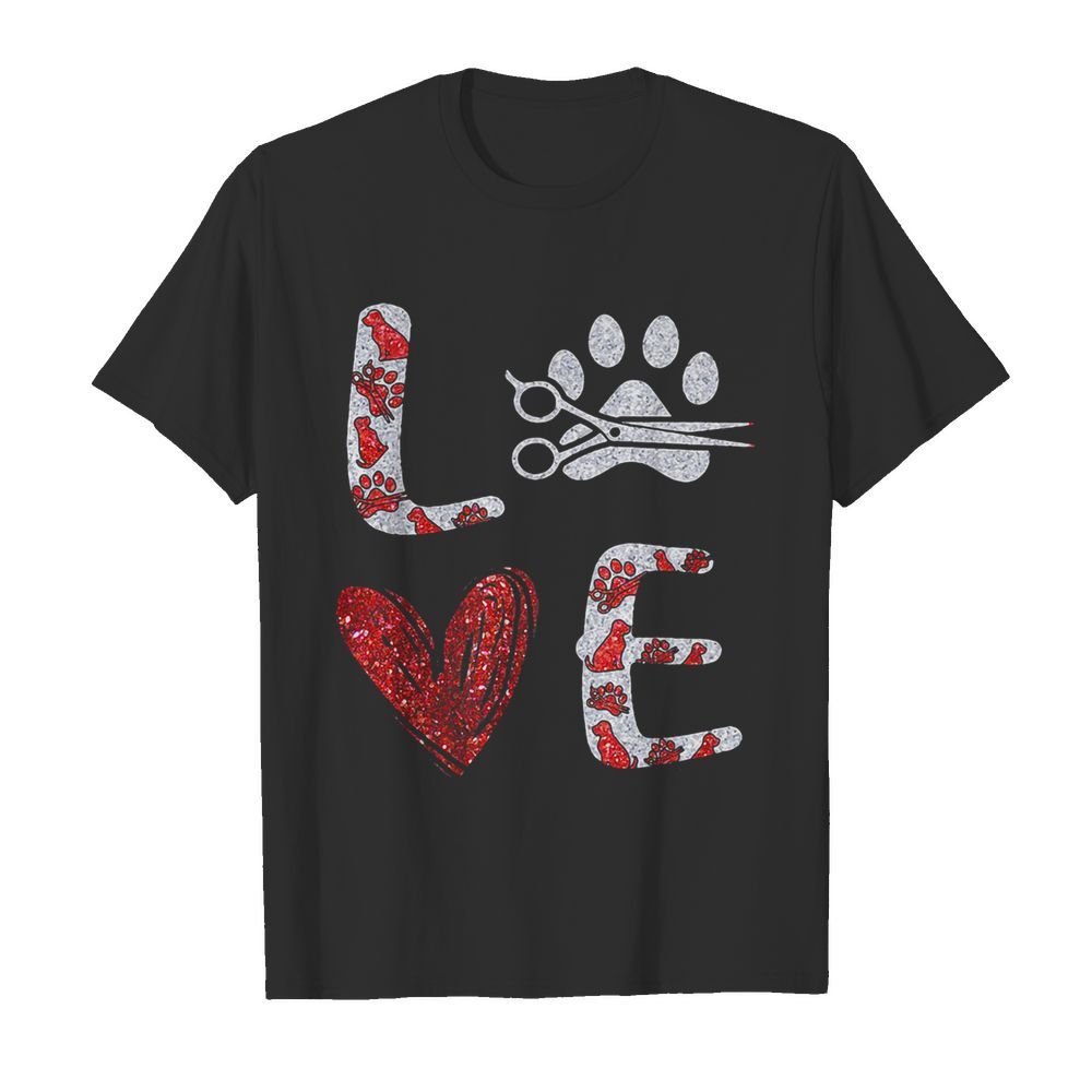 Love hair stylist paws heart diamond shirt