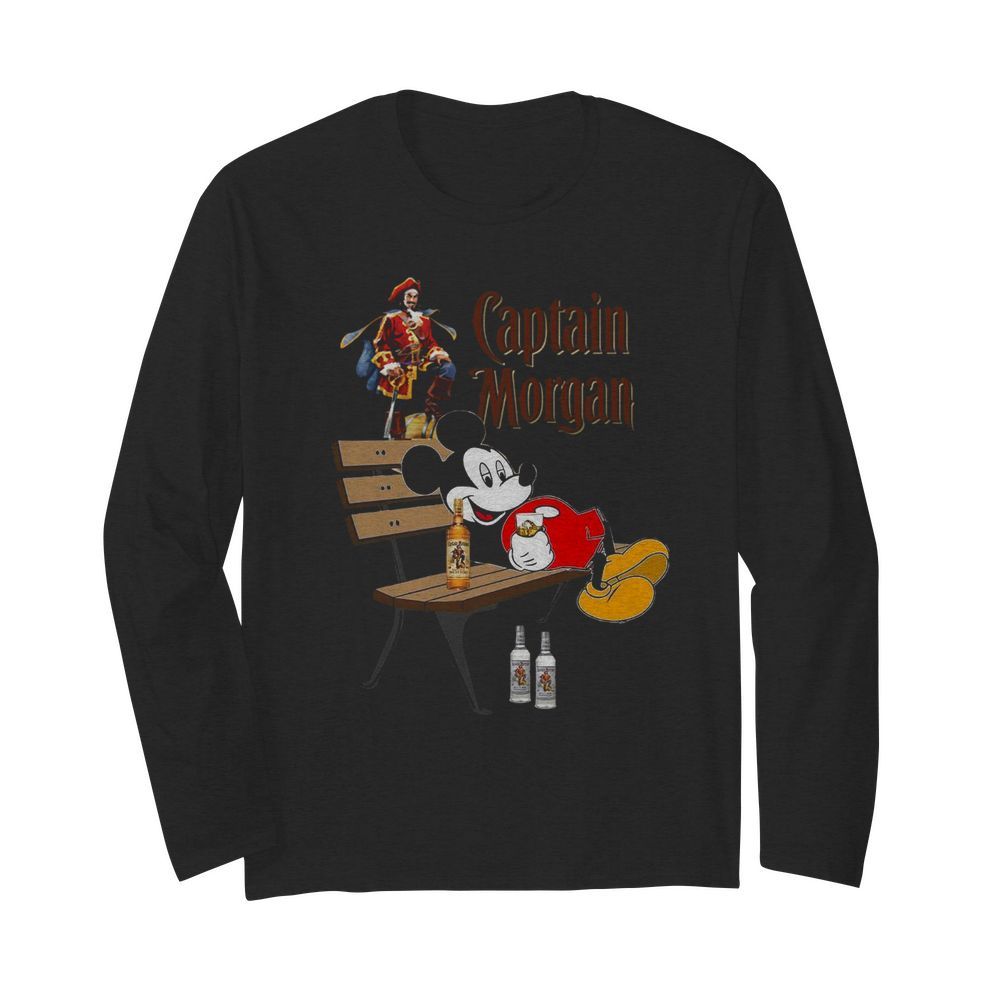 Mickey Mouse Drink Captain Morgan  Long Sleeved T-shirt 