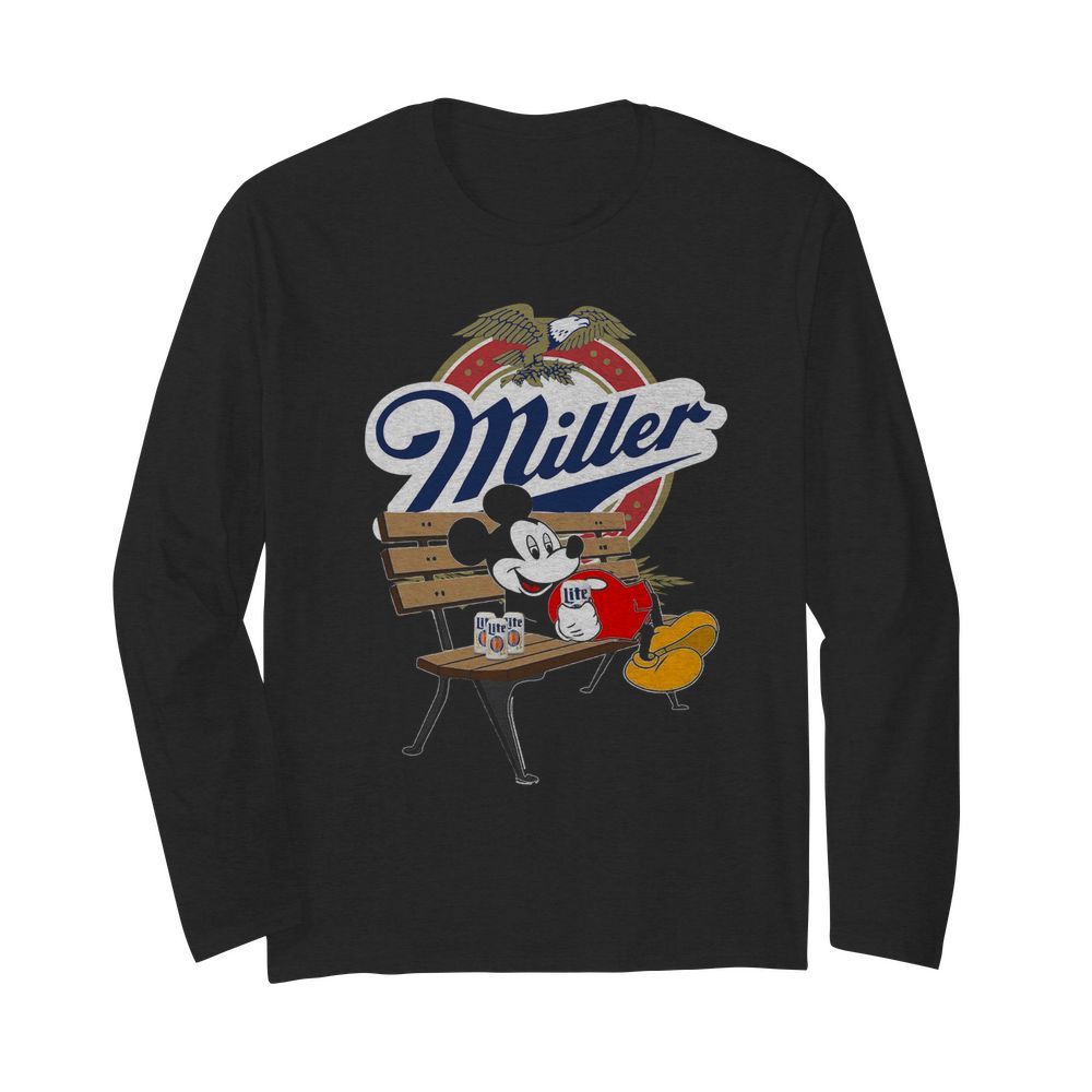 Mickey Mouse Drink Miller Beer  Long Sleeved T-shirt 