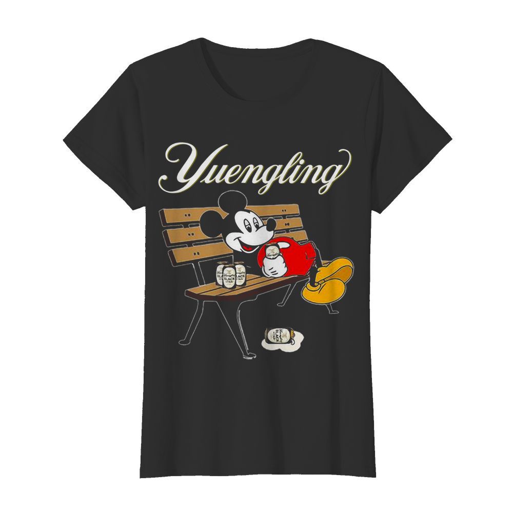 Mickey Mouse Drinking Yuengling Beer On Park Bench  Classic Women's T-shirt