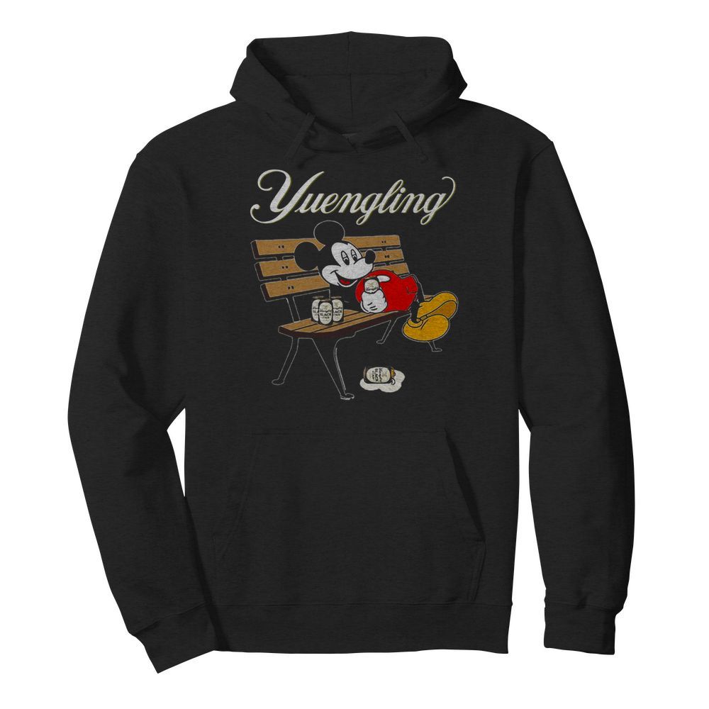 Mickey Mouse Drinking Yuengling Beer On Park Bench  Unisex Hoodie