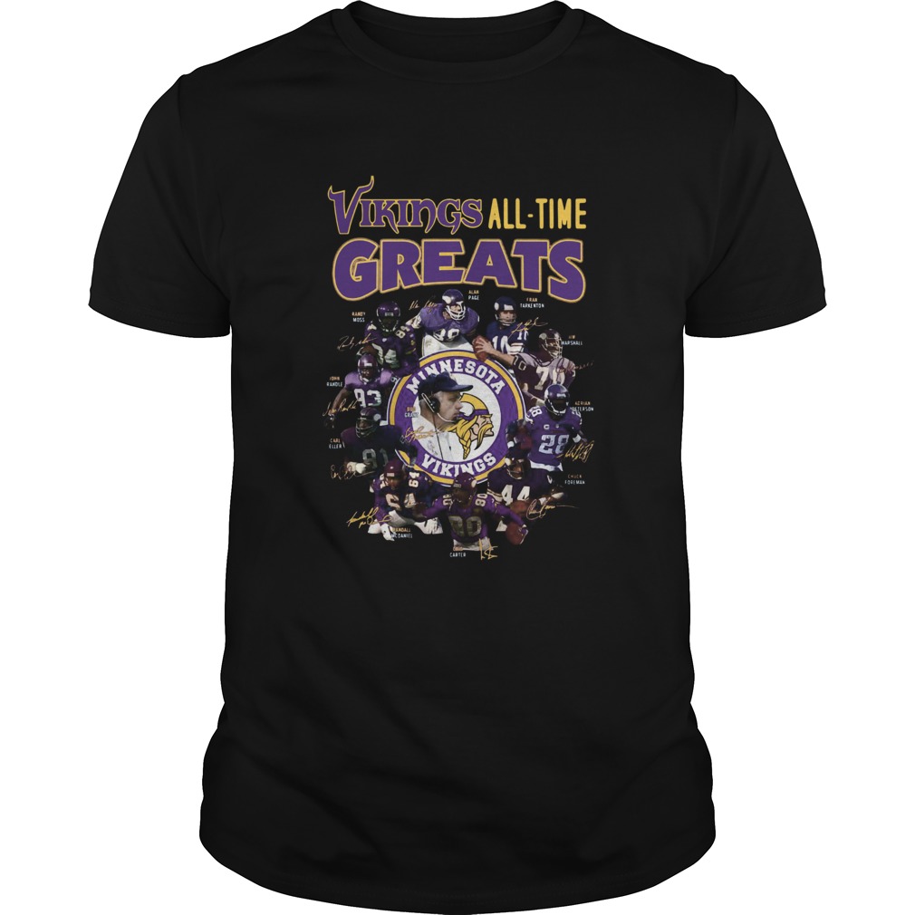 Minnesota vikings alltime greats alan page randymoss carl eller signatures shirt