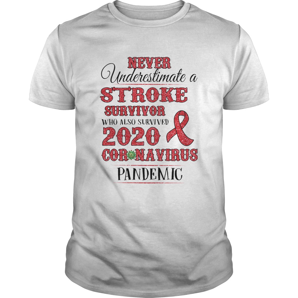 Never underestimate a stroke survivor who also survived 2020 coronavirus pandemic awareness shirt