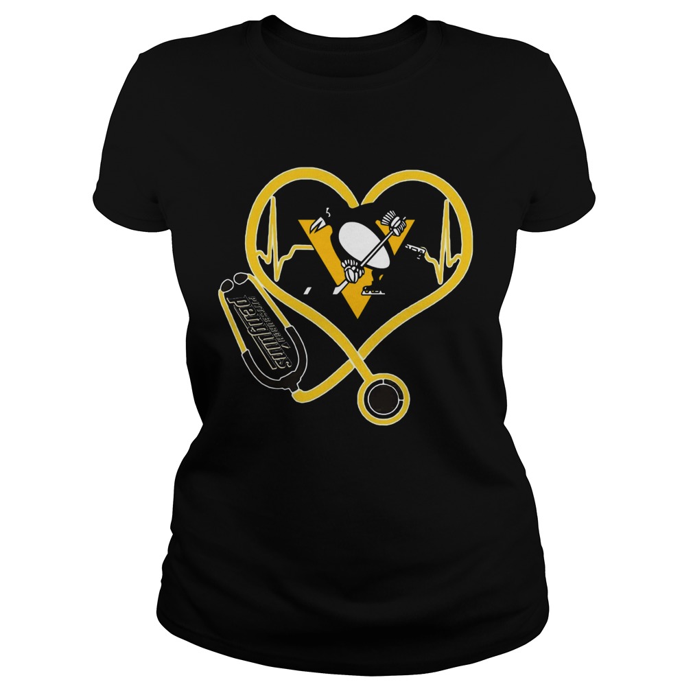 Nurse Stethoscope Love Heartbeat Pittsburgh Penguins  Classic Ladies