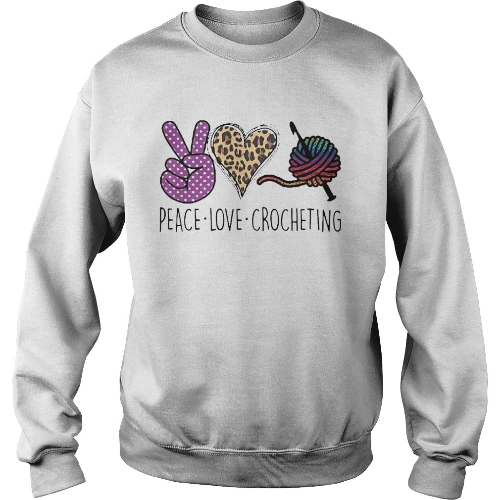 Peace Love Crocheting Leopard  Sweatshirt