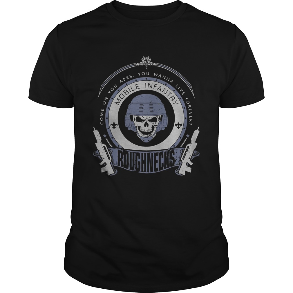 Skull veteran come on you apes you wanna live forever roughnecks shirt