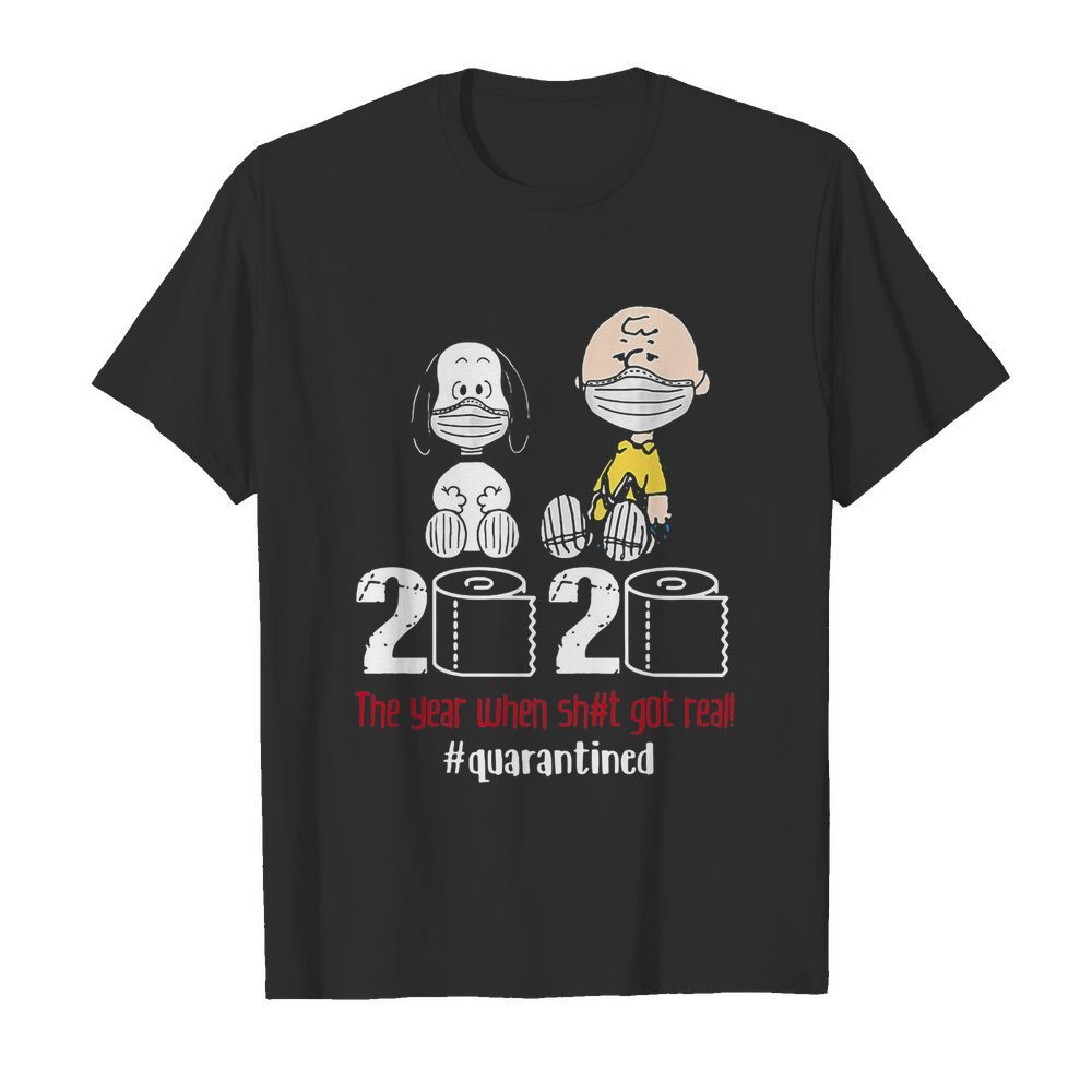 Snoopy and charlie brown 2020 the year when shit got real quarantined toilet paper mask covid-19 shirt