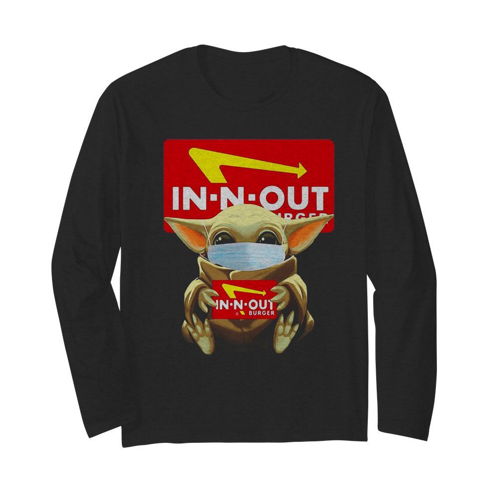 Star Wars Baby Yoda Face Mask Hug In-N-Out Coronavirus  Long Sleeved T-shirt 