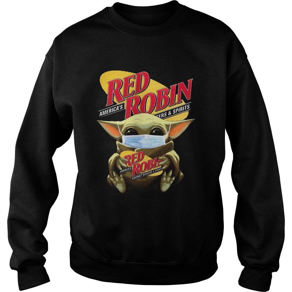 Star Wars Baby Yoda Hug Red Robin Covid19  Sweatshirt