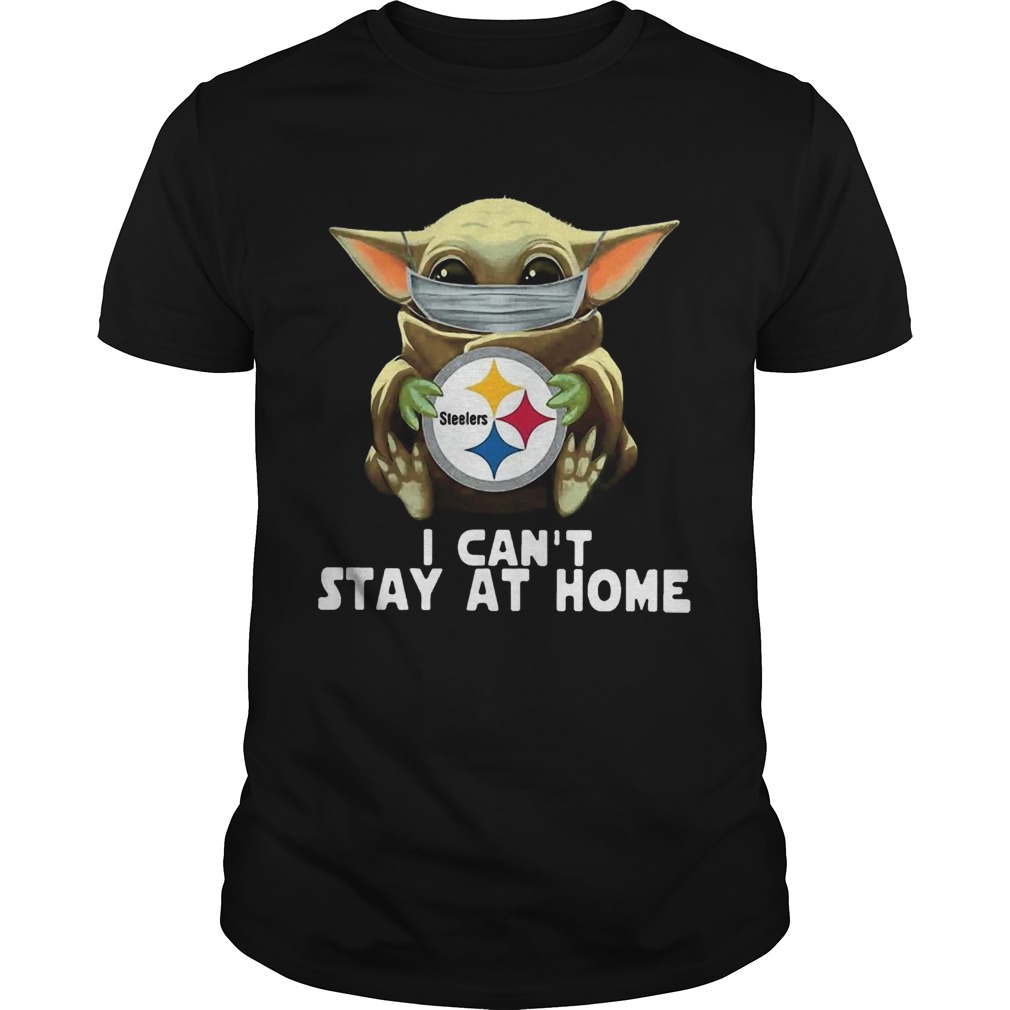 Star Wars Baby Yoda Mask Hug Pittsburgh Steelers I Cant Stay At Home shirt