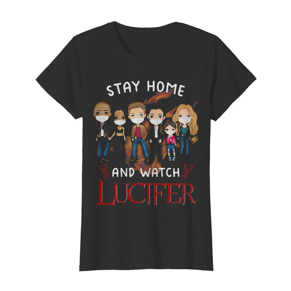 Stay home and watch lucifer characters chibi mask covid-19  Classic Women's T-shirt