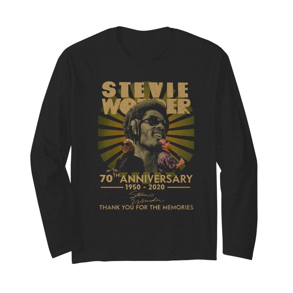 Stevie wonder 70th anniversary 1950-2020 signature thank you for the memories  Long Sleeved T-shirt 