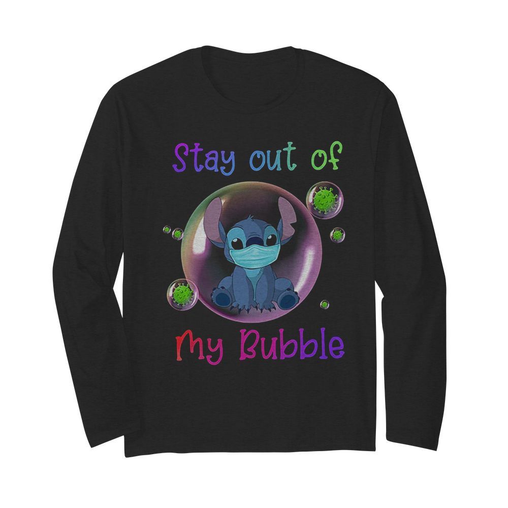 Stitch Mask Stay Out Of My Bubble  Long Sleeved T-shirt 