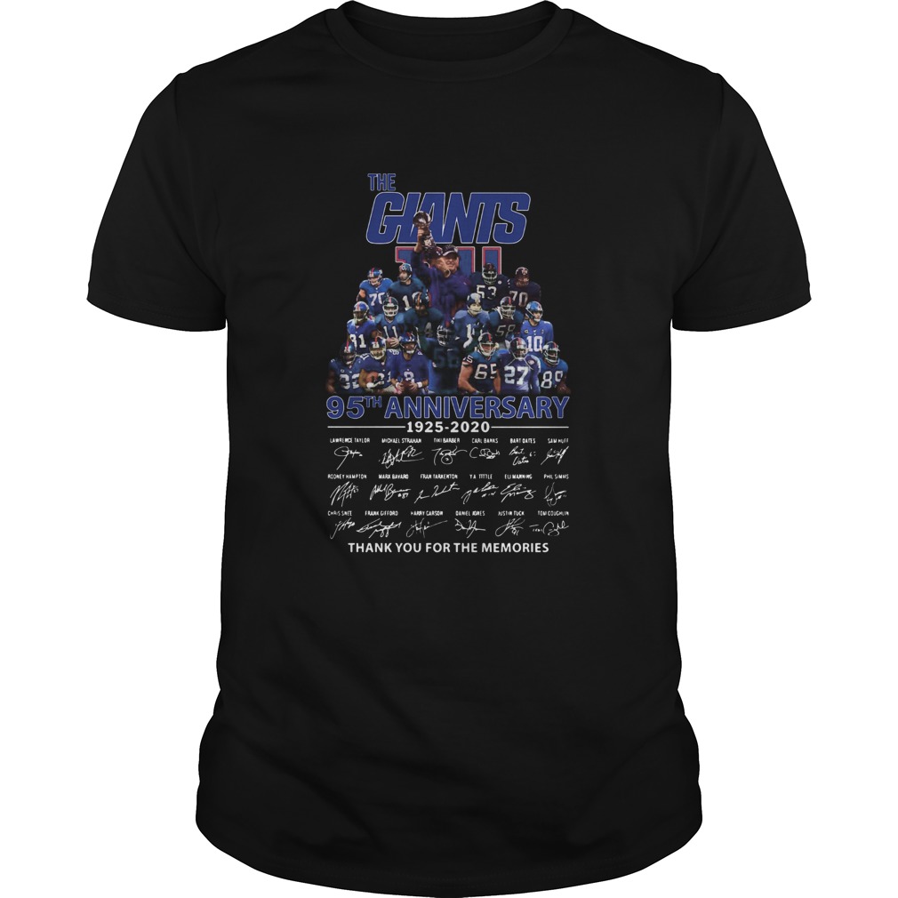 The New York Giants 95th anniversary 19252020 signature thank you for the memories shirt