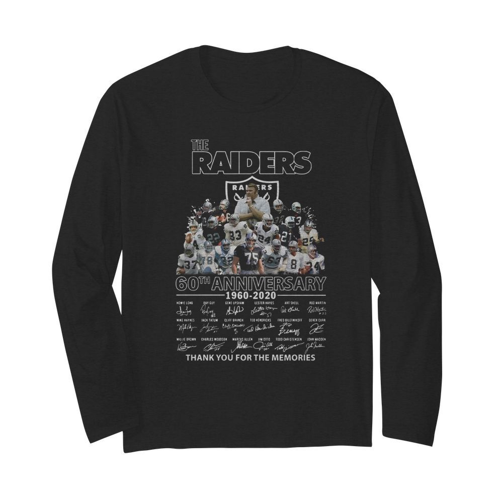 The Raiders 60th Anniversary 1960-2020 Thank You For The Memories  Long Sleeved T-shirt 