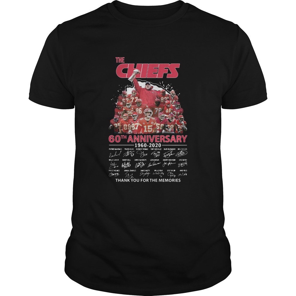 The kansas city chiefs 60th anniversary 19602020 signatures thank you for the memories shirt