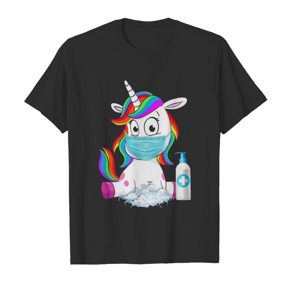 Unicorn In Quarantine Mask Washing Hands shirt