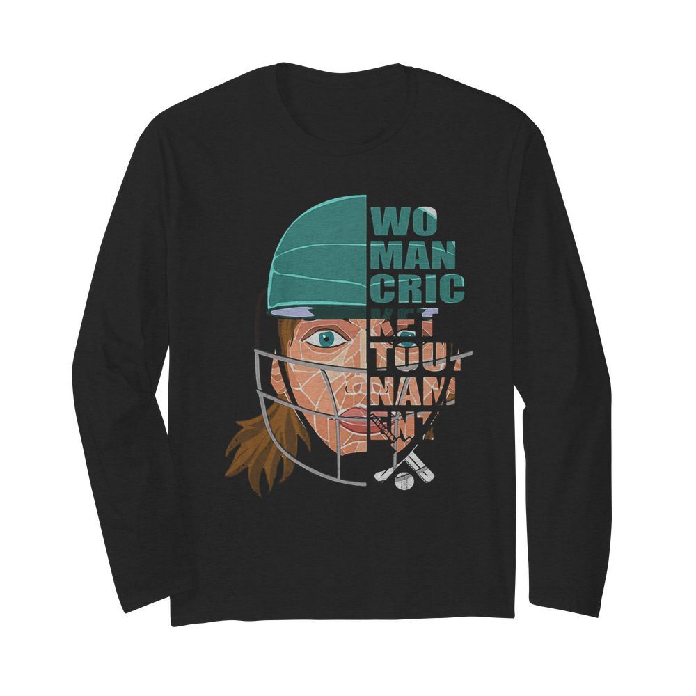 helmet women cricket tournament  Long Sleeved T-shirt 