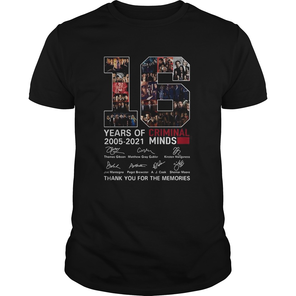 16 Years Of Criminal Minds 2005 2021 Thank You For The Memories shirt