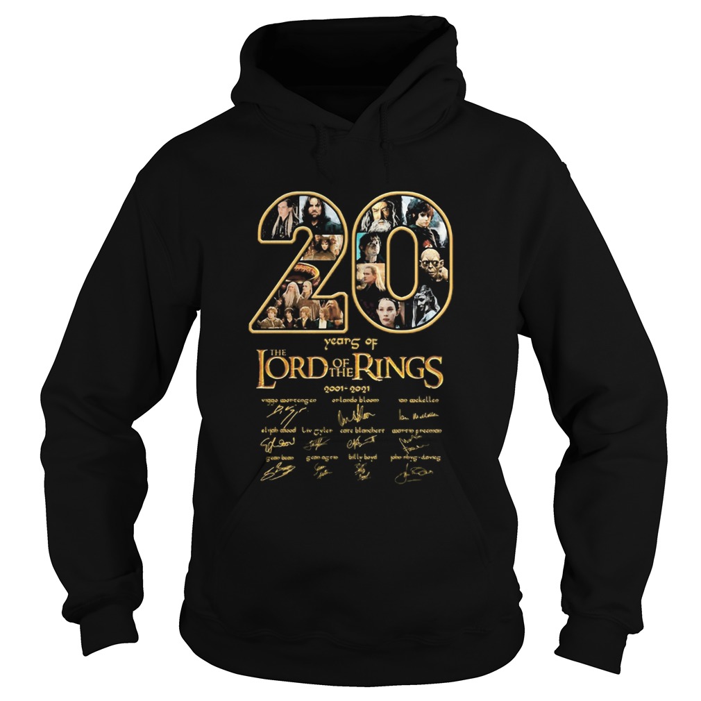 20 years of the lord of the rings 2001 2021 signatures  Hoodie