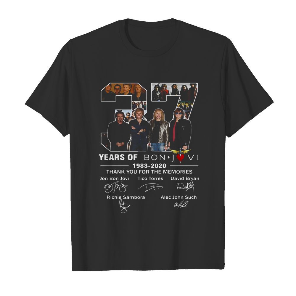 37 Years Of Bon Jovi 1983 2020 Thank You For The Memories Signatures shirt