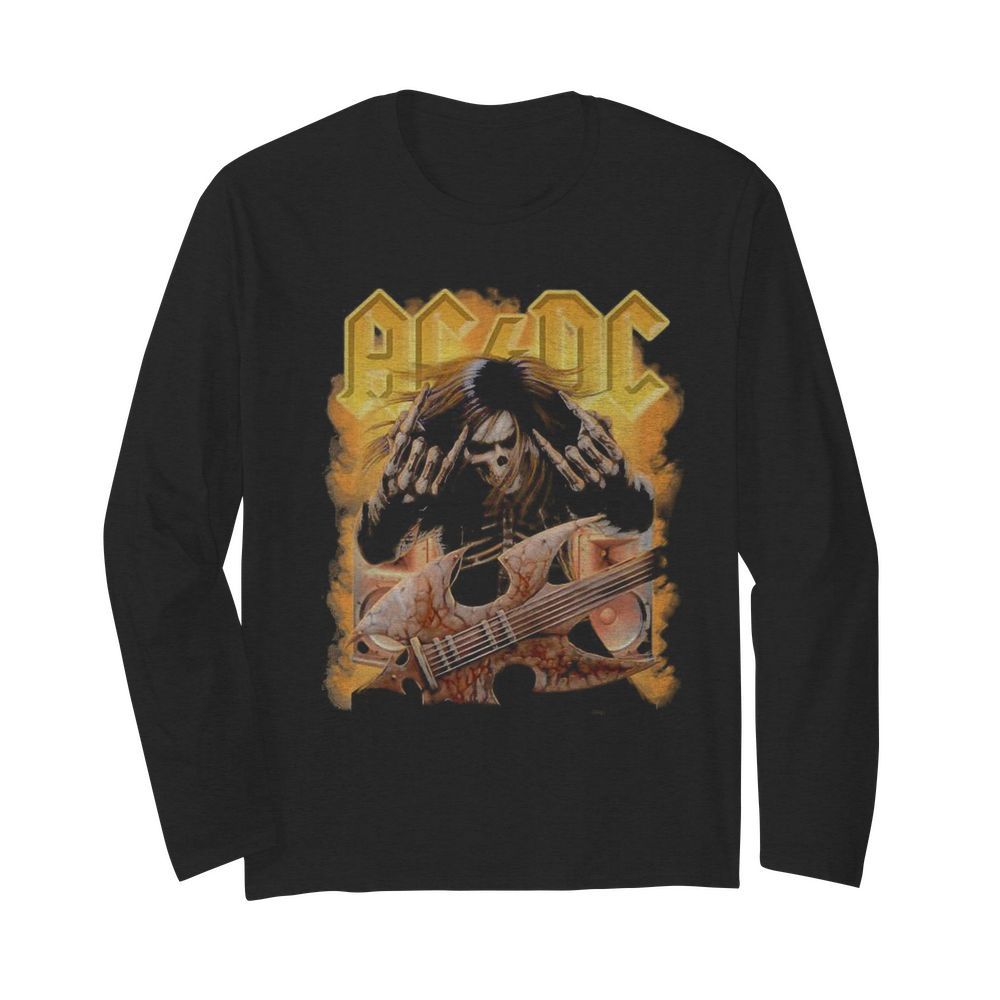 ACDC Rock Band Skull  Long Sleeved T-shirt 