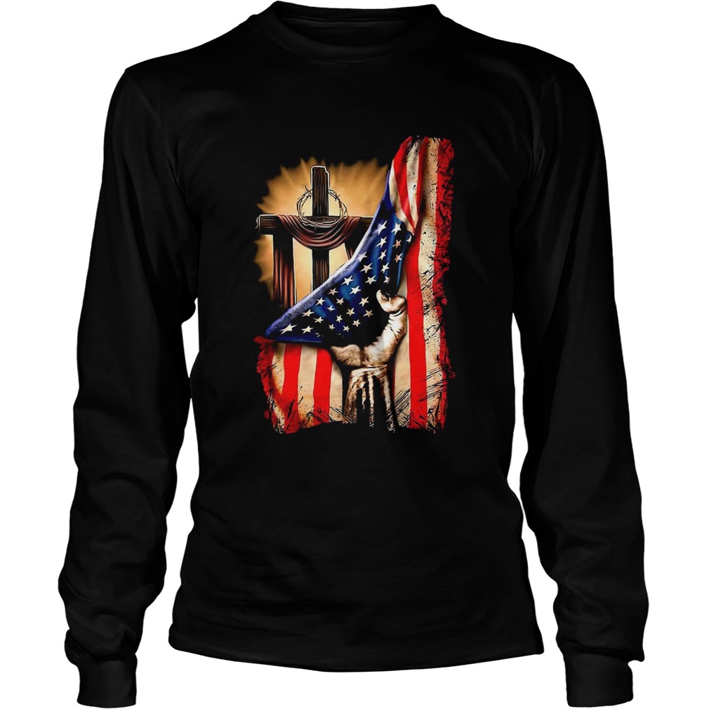 American Flag Cross  Long Sleeve