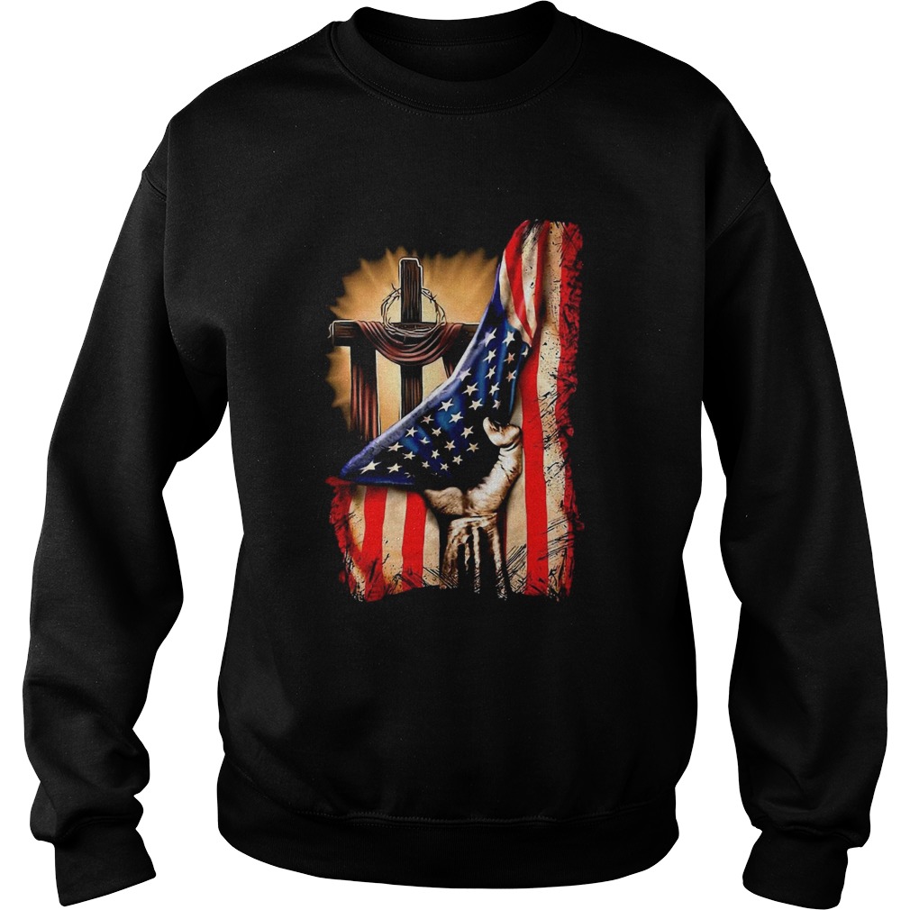 American Flag Cross  Sweatshirt