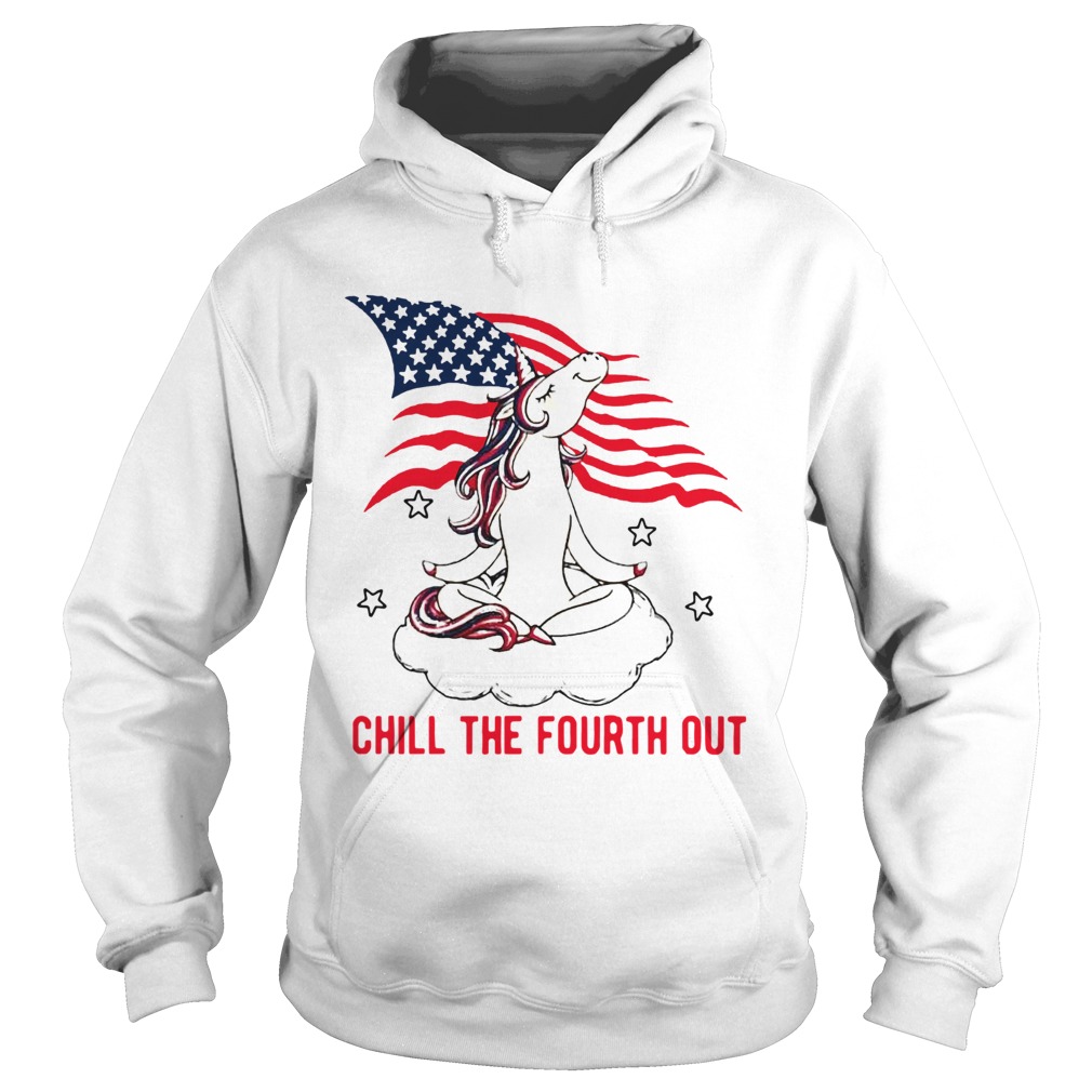 American Flag Unicorn Chill The Fourth Out White  Hoodie